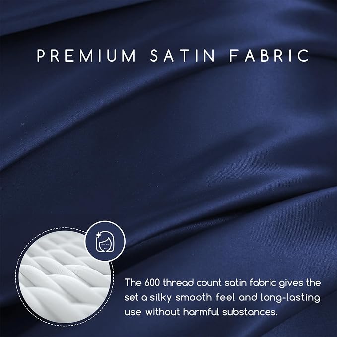 MR&HM Satin Bed Sheets, King Size Sheets Set - Image 3