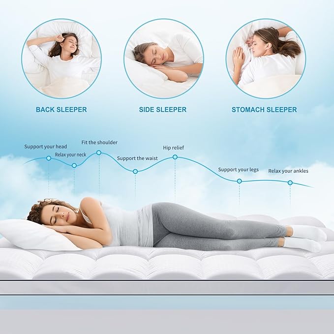 MASVIS Full Size Dual Layer 4 Inch Memory Foam Mattress Topper, 2 Inch Gel - Image 3