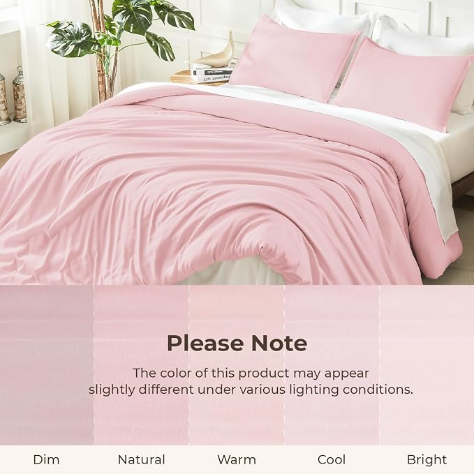 Litanika Pink Comforter Set Queen Size, 3 Pieces Lightweight Soft Fluffy Solid - Image 8