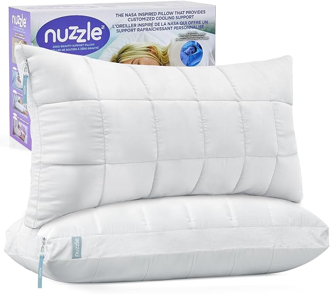 Nuzzle Pillows King Size Set of 2 Cooling Adjustable Pillows by Nuzzlepillow