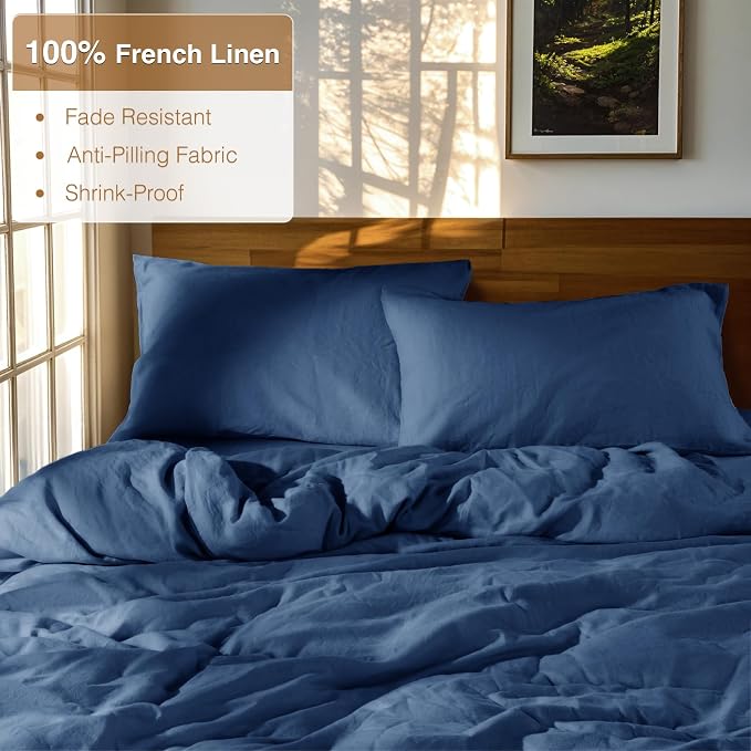SONORO KATE 100% French Linen Duvet Cover Queen Size, Soft Breathable - Image 2