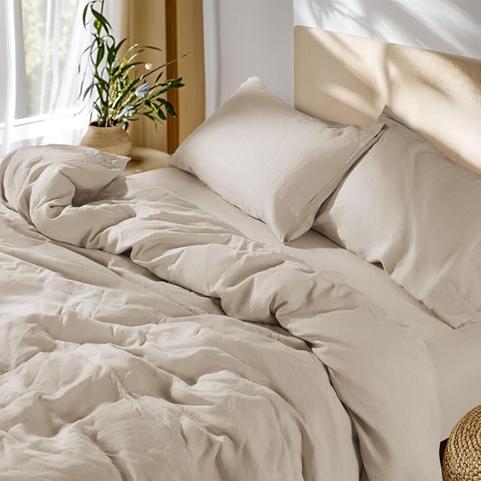 SONORO KATE 100% French Linen Duvet Cover Full Size, Soft Breathable by SONOROKATE