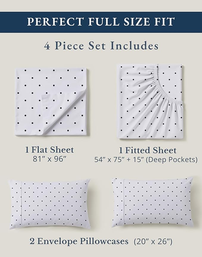 LANE LINEN 100% Organic Cotton Full Sheets Set, Percale Fully Elasticized - Image 4