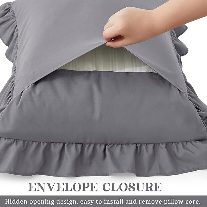 KKJIAF Ruffle Pillow Cases Standard Size Set of 2, Ruffled Pillow Covers - Image 5