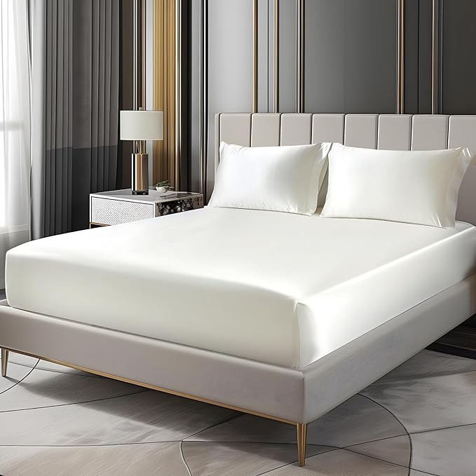 BEDELITE Satin Fitted Sheet and Pillowcase Set, Luxury Soft Similar to Silk by BEDELITE