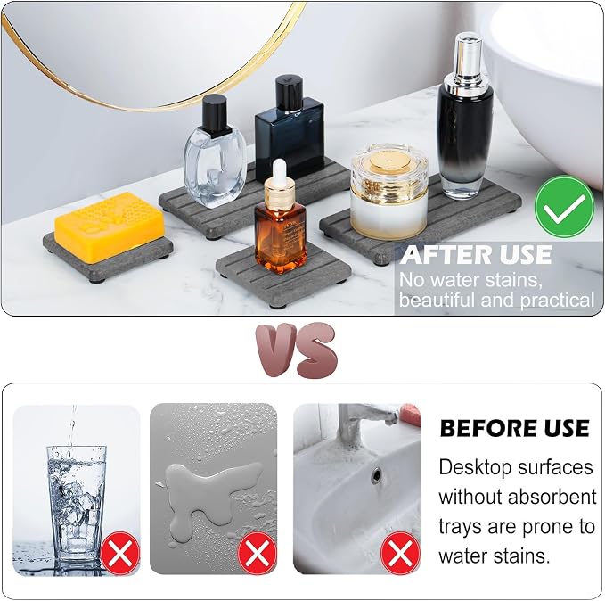 4PCS Stone Drying Tray for Bathroom Sink and Kitchen Counter, Fast Drying - Image 5