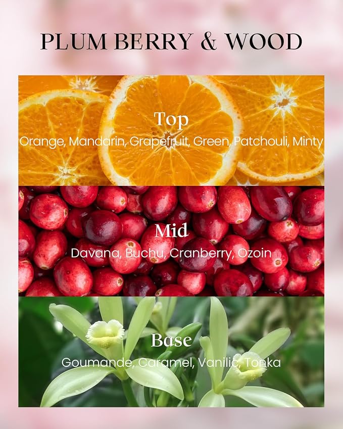 M&SENSE Plum Berry Wood Scented Vegan Soy Candles, Naturally Scented No Toxin - Image 3