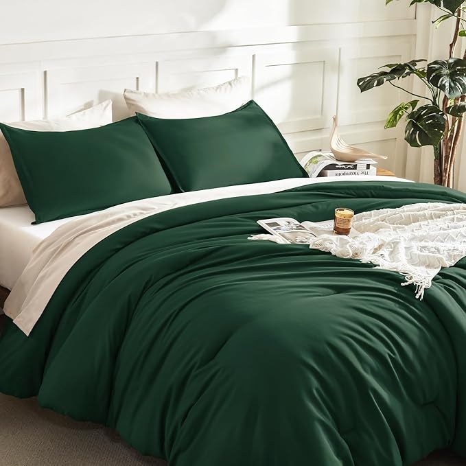 Litanika Oversized King Comforters Emerald Green Super King Plus Size, 3 Pieces - Image 5