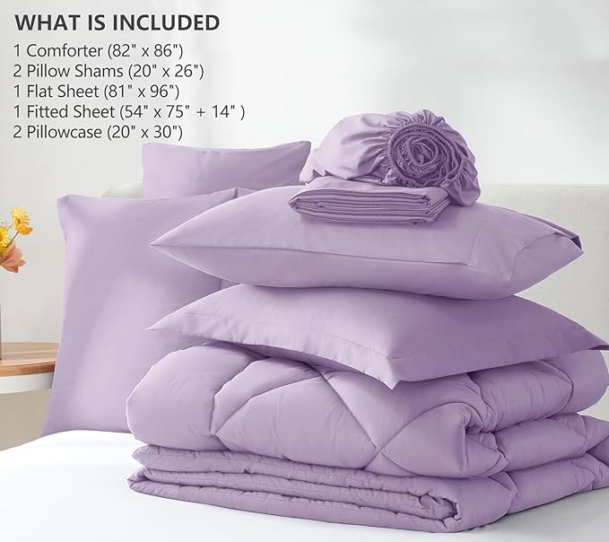 CozyLux Full Size Comforter Sets Light Purple - Image 6