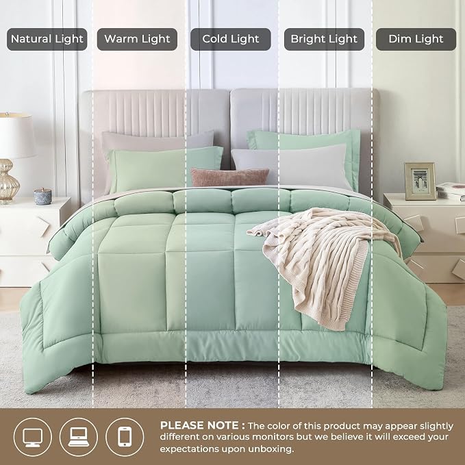 Sasttie Queen Comforter Set, 7 Pieces Bed in a Bag Queen, Complete Bedding Set - Image 8