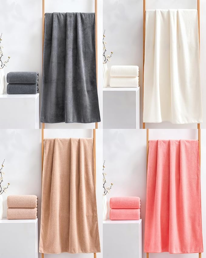 Lumimi Towels 4 Piece Soft Microfiber Bath Towel Set Salon Gym Yoga Travel - Image 7
