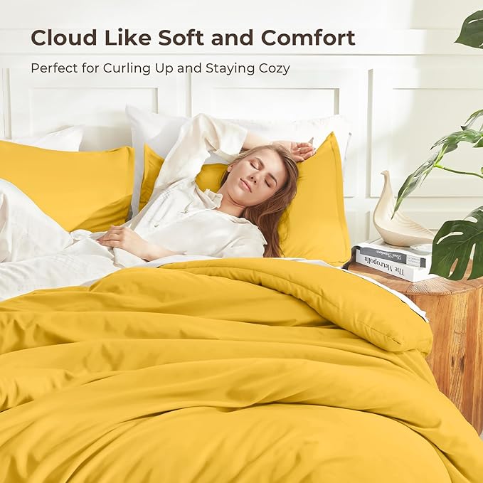 Litanika Comforters Twin XL Size Mustard Yellow, 2 Pieces Lightweight Solid - Image 2