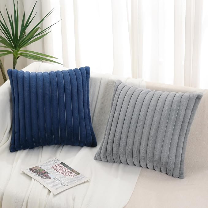 Pallene Faux Fur Plush Throw Pillow Covers 22x22 Set of 2, Luxury Soft Fluffy - Image 6