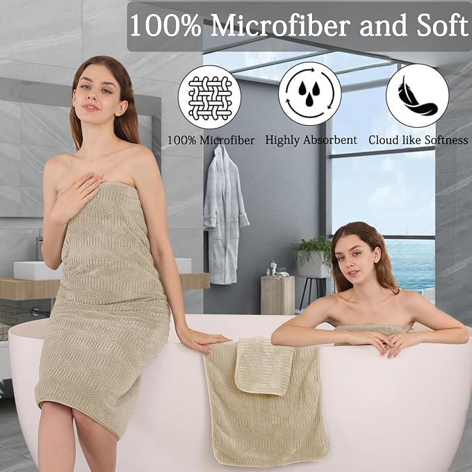 8 Piece Bath Towel Set-2 Oversized Bath Sheets, 2 Hand Towels, 4 - Image 4