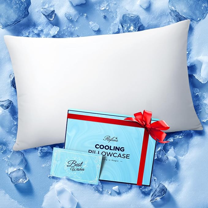 Ice Cooling Pillowcase for Hot Sleepers, Instantly Cool, Stays Cold All Night by Rifens