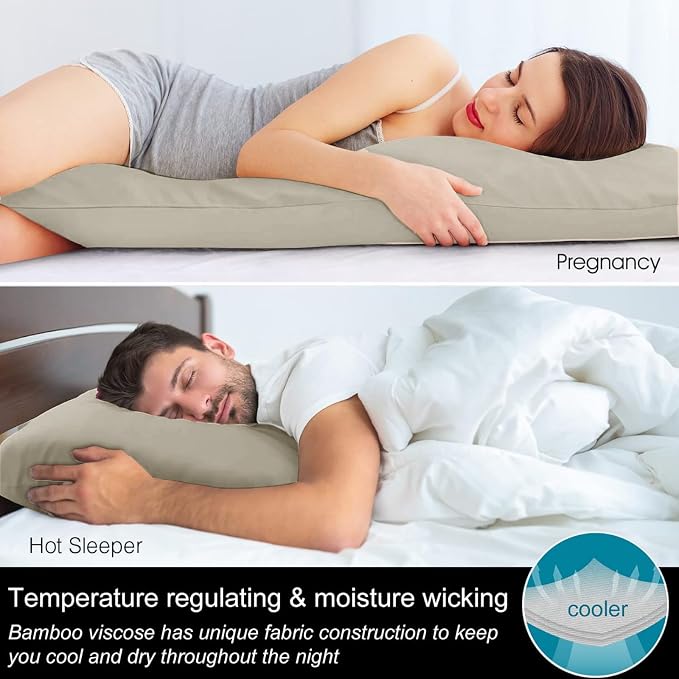 BEDELITE Body Pillow Cover, Rayon Made from Bamboo, Cooling Body Pillow - Image 3