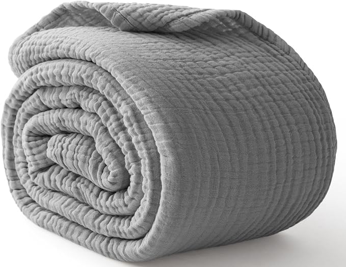100% Cotton Muslin Blanket Large 50" x 70", 6 Layers Breathable and Lightweight by Kozyhvn