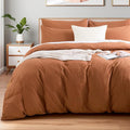 NEXHOME PRO Duvet Cover Set 100% Washed Cotton Full Size Linen Feel Textured by NEXHOMEPRO