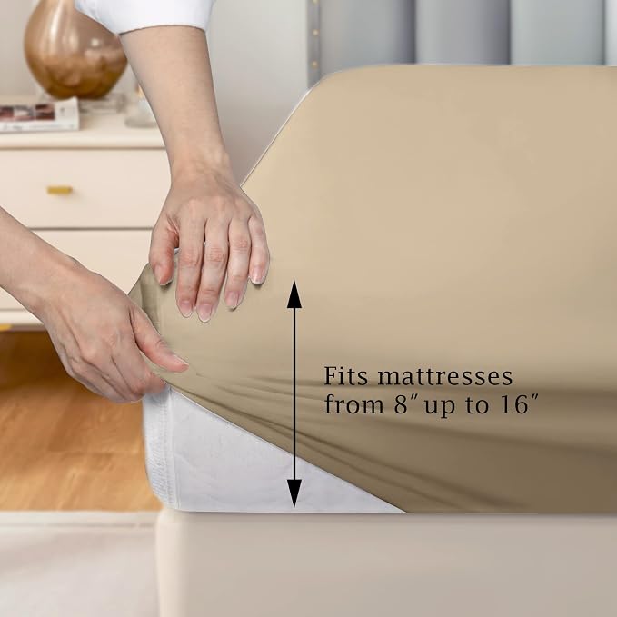 FreshCulture Pure Cotton Fitted Sheets Twin Size, 300 Thread Count Percale - Image 3
