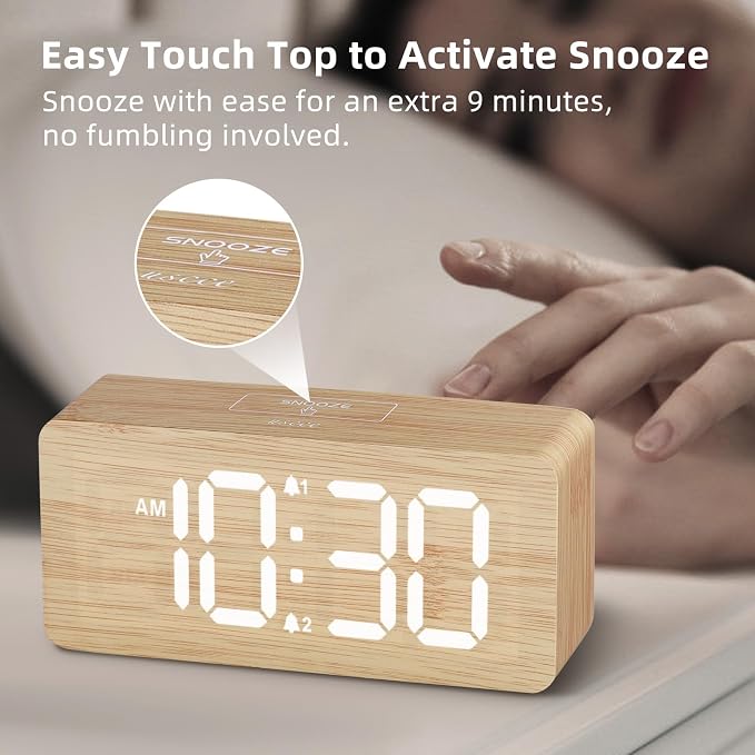 uscce Wooden Digital Alarm Clocks - Image 8