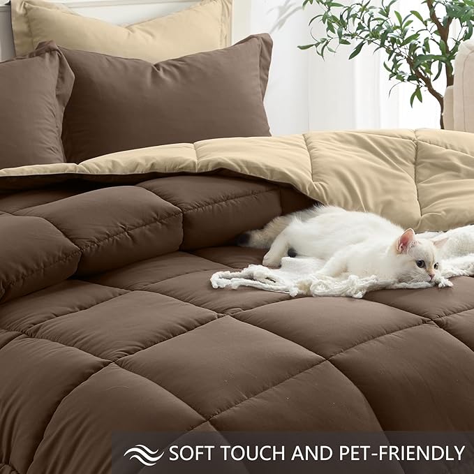 Homelike Moment California King Comforter Set Brown, Cal King Comforter Set - Image 4