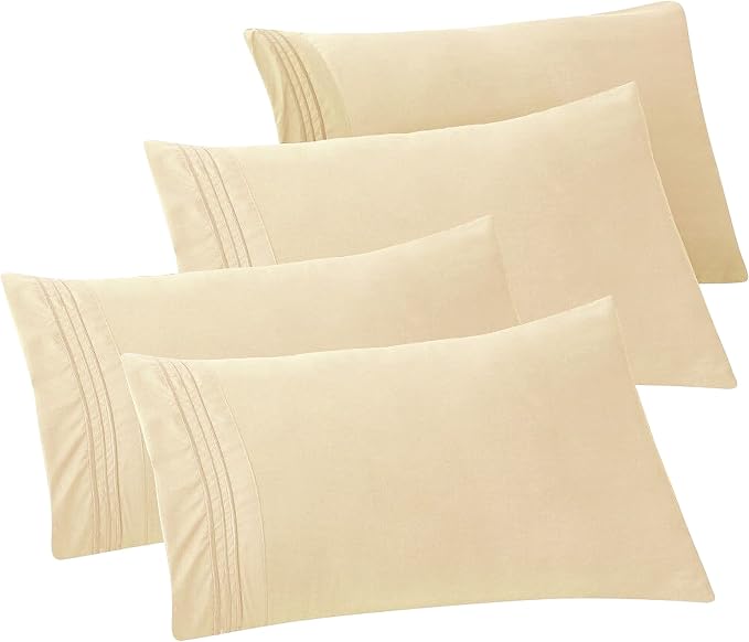 Elegant Comfort 4-PACK Solid Pillowcases 1500 Premium Hotel Quality Microfiber by ELEGANTCOMFORT