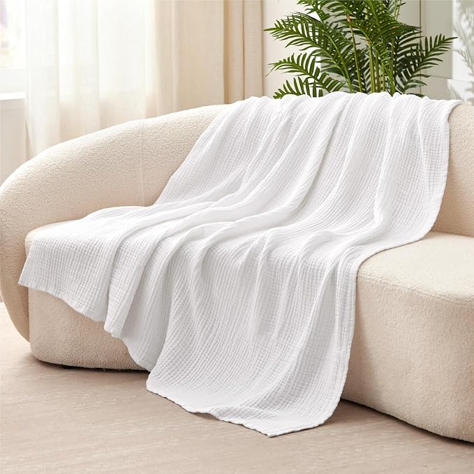 100% Cotton Muslin Blanket Large 50" x 70", 6 Layers Breathable and Lightweight - Image 7