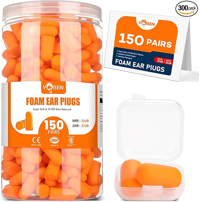 VOISEN 150 Pairs Foam Ear Plugs, Ear Plugs by VOISEN