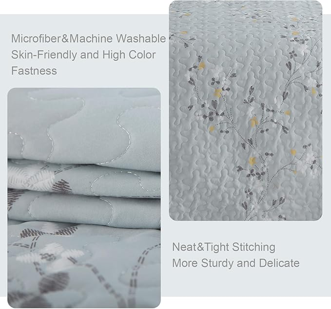 Exclusivo Mezcla Reversible Boho Quilts King Size, Light Blue Bedspreads - Image 5