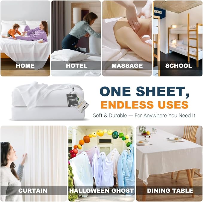 Lavisun Queen Flat Sheet, 1 Pack White Queen Bed Sheet Only - Image 7