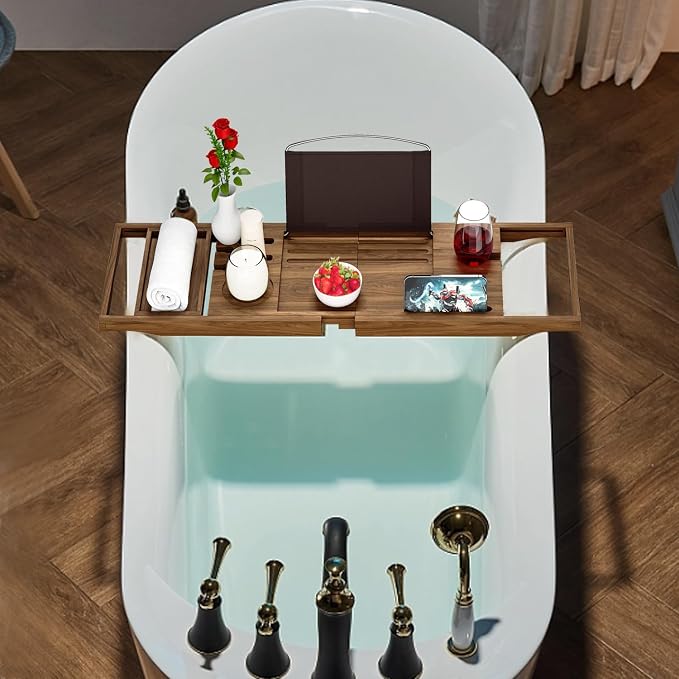 Premium Teak Bathtub Tray Caddy, Wooden Bath Caddy Trays - Image 6