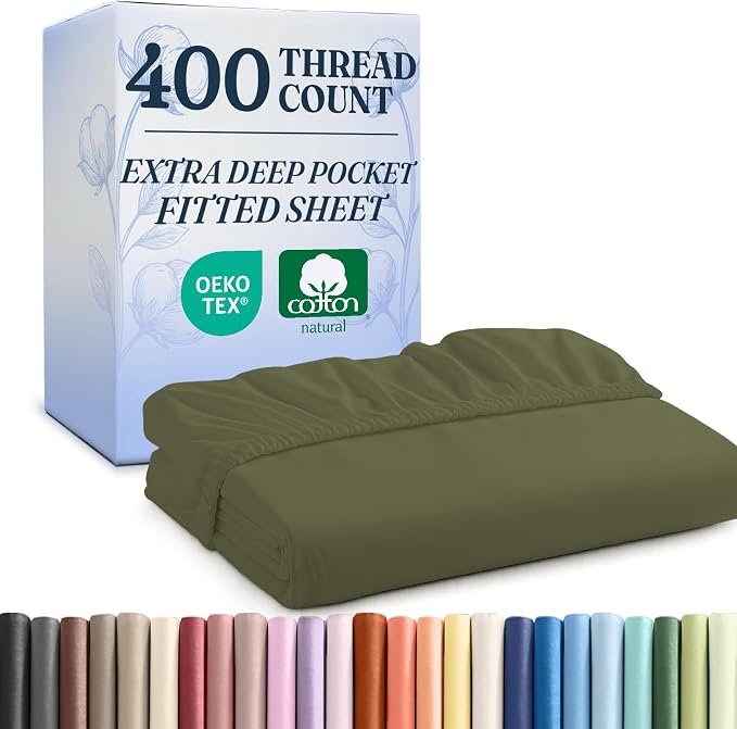 Extra Deep California King 400 Thread Count Cotton Fitted Sheet by CGKUnlimited