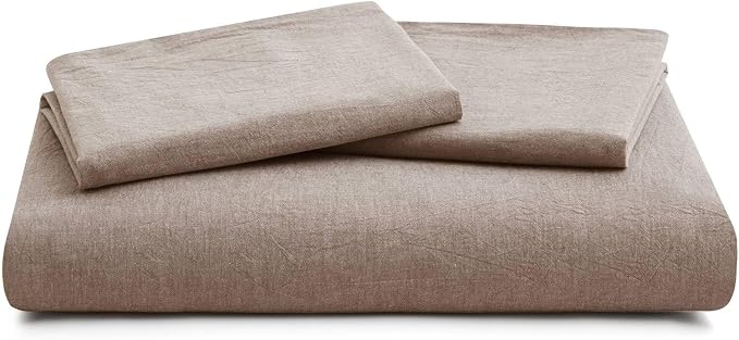 100% Cotton Duvet Cover King Size, Mauve Brown Linen-Like Natural Bedding Set - Image 7