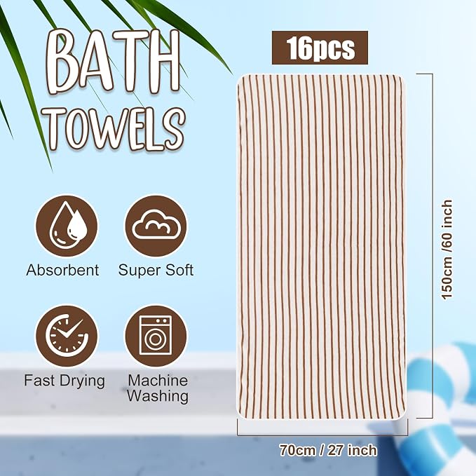 SmoothNovelty 16 Pack Microfiber Bath Towels Bulk 27'' x 60'' Oversized Size - Image 2