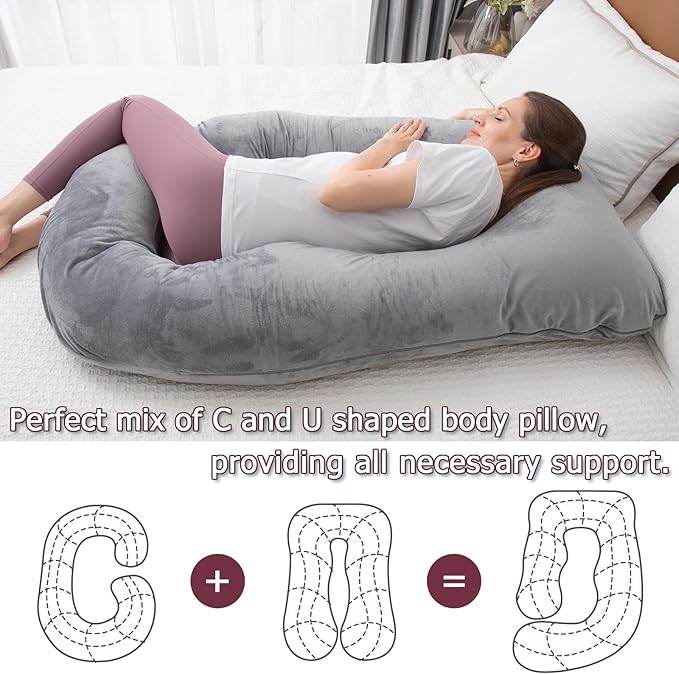 MOON PINE Pregnancy Pillow, U Shaped Full Body Pillow - Image 3
