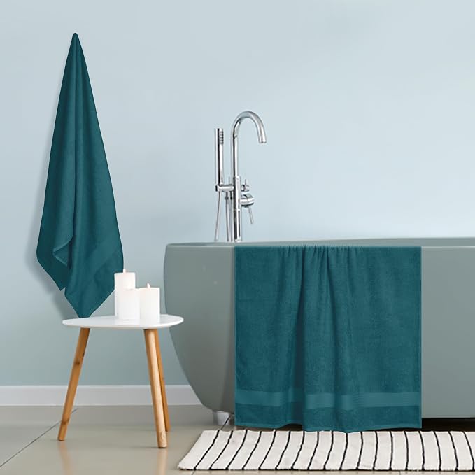 GLAMBURG Premium Cotton Oversized 2 Pack Bath Sheet 35x70-100% Pure Cotton - Image 4