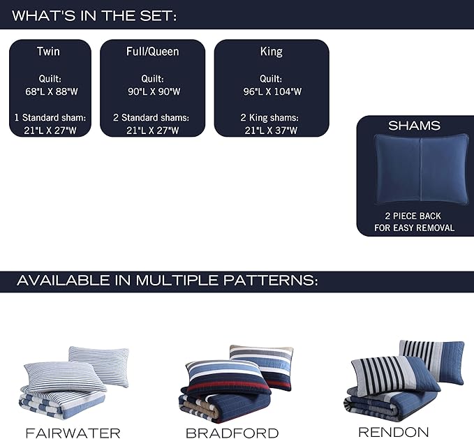 Nautica - Twin Quilt Set, Reversible Cotton Bedding - Image 7