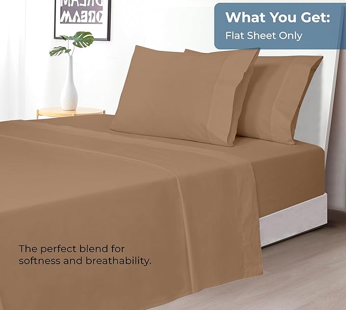 Royale Linens 100% Organic Cotton Twin Flat Sheet Only - Image 5