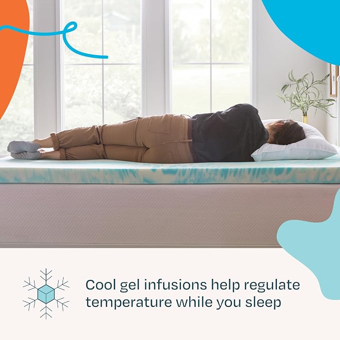 Linenspa 3 Inch Swirl Gel Memory Foam Mattress Topper, Twin XL Size – Cooling - Image 2