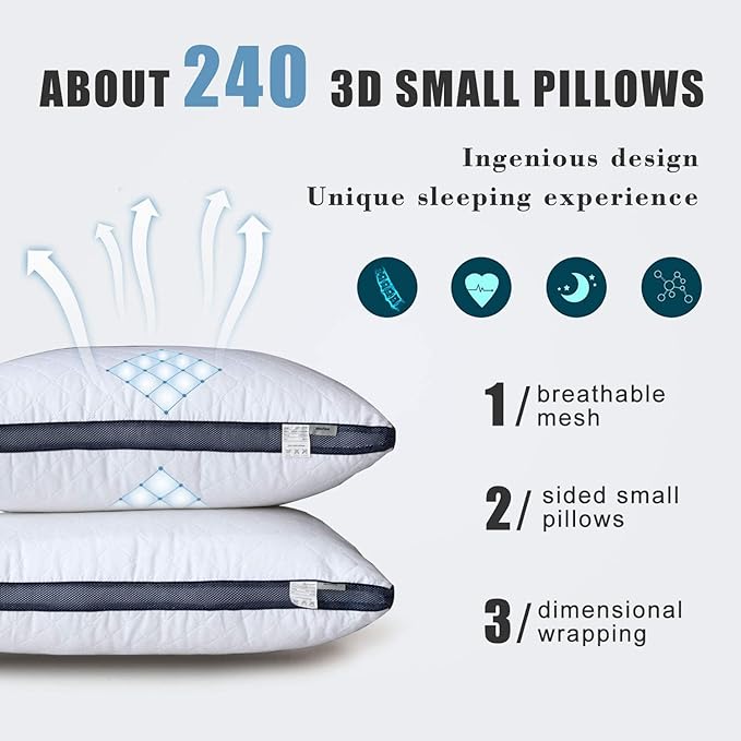 Meoflaw Pillows for Sleeping, Luxury Hotel Pillows Queen Size Set of 2 - Image 2