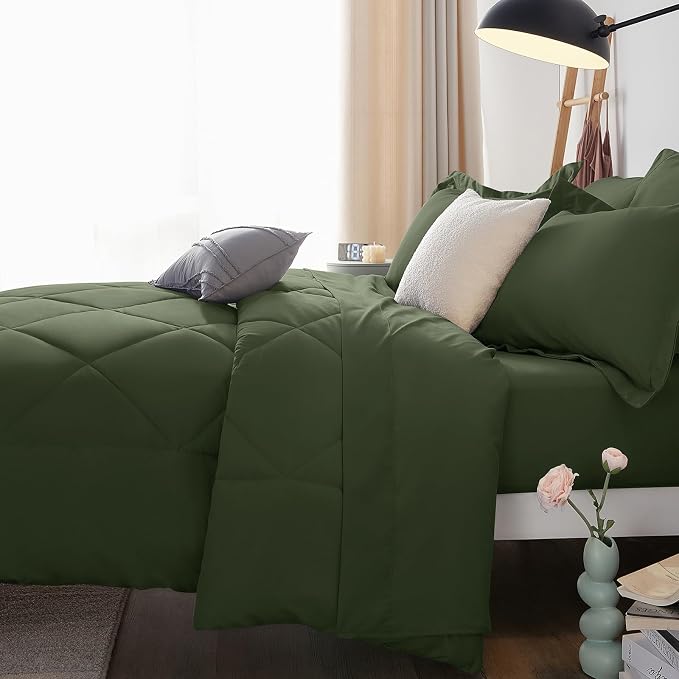 CozyLux Full Size Comforter Sets Olive Green - Image 12