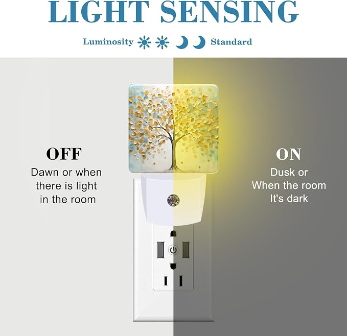 Plug in Night Lights Golden Tree Of Life Oil Painting Nightlight Plug Into Wall - Image 2