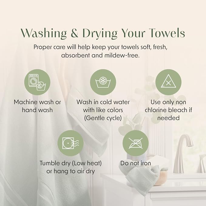 Springtree Home Luxury Bamboo Rayon Bath Towel Set 6 Piece Set | 35% Bamboo - Image 9