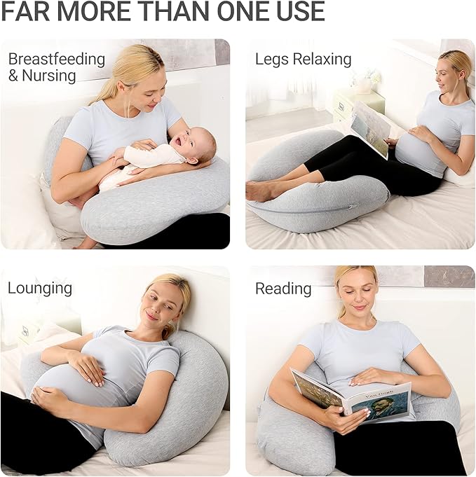 Momcozy Pregnancy Pillows for Side Sleeping, J Shaped Maternity Body Pillow for - Image 7