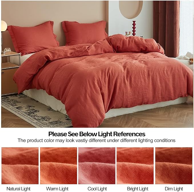 Simple&Opulence 100% Linen Duvet Cover Set 3pcs Basic Style Natural French - Image 5