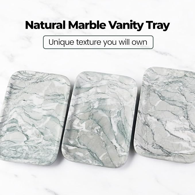 Karibiber Vanity Tray, Marble Bathroom Tray Countertop, Decorative Dresser - Image 3
