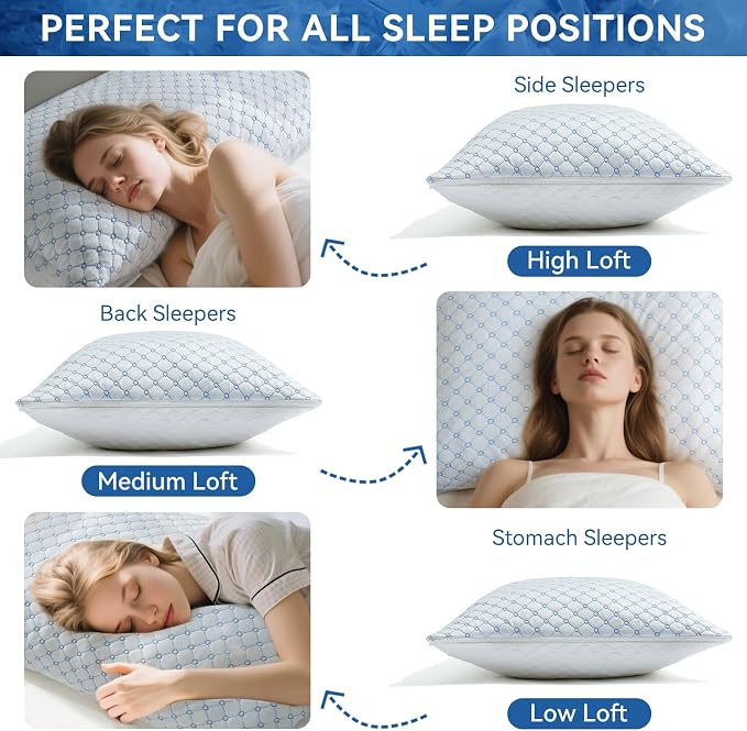 Cooling Bed Pillow for Sleeping, Shredded Memory Foam Pillows for Bed King Size - Image 6