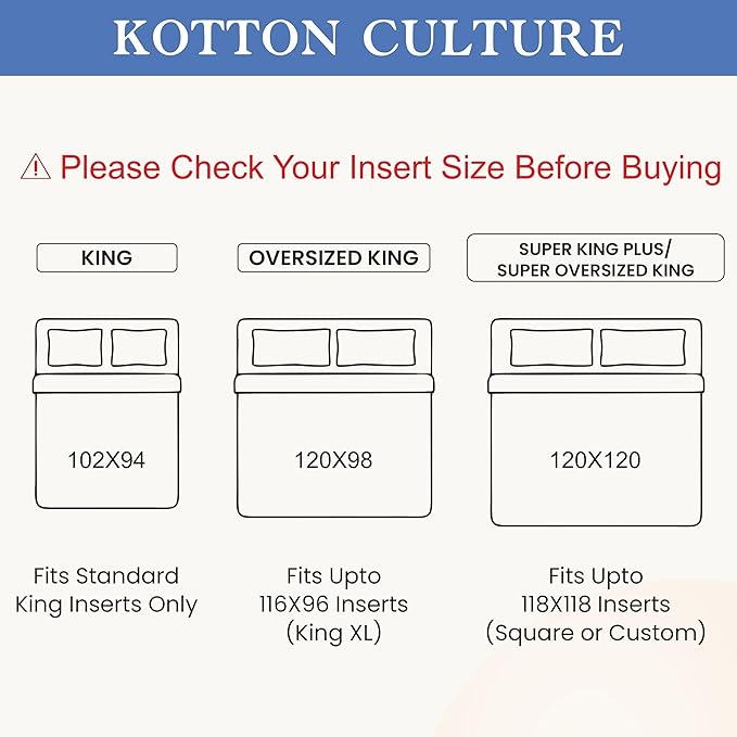 Kotton Culture 120"x98" 1 Pc Oversized King Duvet Cover Only 100% Egyptian - Image 3