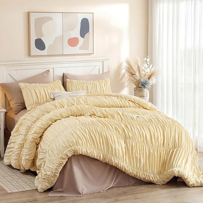 weigelia Cinched Comforter Set King – Soft Girl Ruched Bedding Set, Apartment & by WEIGELIA