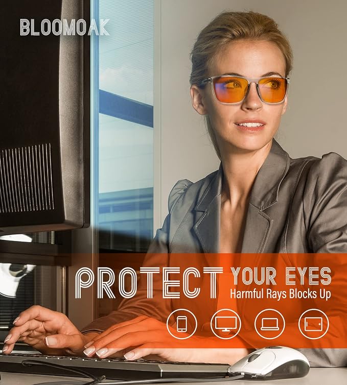 Bloomoak 100% Red Lens Blue Green Light Blocking Glasses- Dual AR Coatings - Image 3